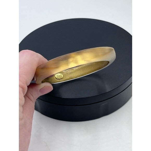 Alexis Bittar Designer Luminous Soft Square Champagne/Gold Bangle Bracelet - Picture 8 of 12